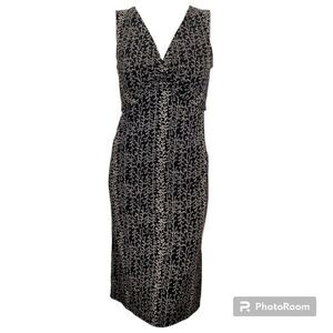 Sleeveless Pullover Dress Size 8 Black/Tan Floral